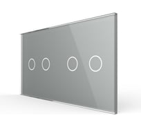 Панель для двух сенсорных выключателей LIVOLO 4 клавиши (2+2), цвет серый, стекло BB-C7-C2/C2-15