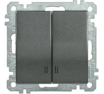 Выключатель IEK ВС10-2-1-Б 2 клавишный с индикацией 10А BOLERO антрацит EVB21-K95-10