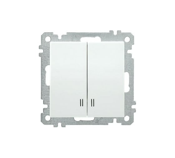 Выключатель IEK ВС10-2-1-Б 2 клавишный с индикацией 10А BOLERO белый EVB21-K01-10-1