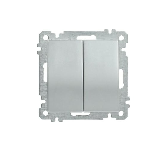 Выключатель IEK ВС10-2-0-Б 2 клавишный 10А BOLERO серебр. EVB20-K23-10 1