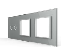 Панель для сенсорного выключателя и двух розеток LIVOLO 2 клавиши, цвет серый, стекло BB-C7-C2/SR/SR-15