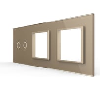 Панель для сенсорного выключателя и двух розеток LIVOLO 2 клавиши, цвет золотой, стекло BB-C7-C2/SR/SR-13
