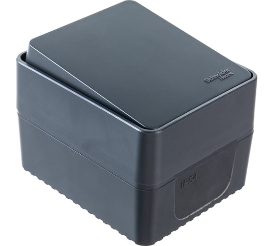 1-клавишный выключатель Systeme Electric AtlasDesign PROFI IP54 открытой установки 10 АХ, антрацит ATN544011