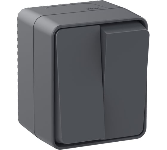 2-клавишный выключатель Systeme Electric AtlasDesign PROFI IP54 открытой установки 10 АХ, антрацит ATN544051