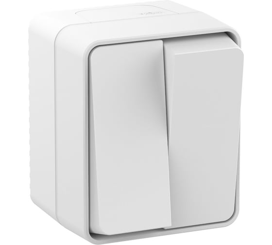 2-клавишный выключатель Systeme Electric AtlasDesign PROFI IP54 открытой установки 10 АХ, белый ATN540151