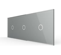 Панель для трех сенсорных выключателей LIVOLO 3 клавиши (1+1+1), цвет серый, стекло BB-C7-C1/C1/C1-15