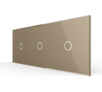 Панель для трех сенсорных выключателей LIVOLO 3 клавиши (1+1+1), цвет золотой, стекло BB-C7-C1/C1/C1-13