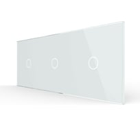 Панель для трех сенсорных выключателей LIVOLO 3 клавиши (1+1+1), цвет белый, стекло BB-C7-C1/C1/C1-11