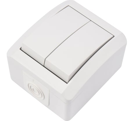Двухклавишный накладной выключатель KRANZ IP54 белый KR-78-0832