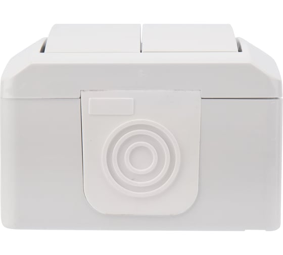 Двухклавишный накладной выключатель KRANZ IP54 белый KR-78-0832