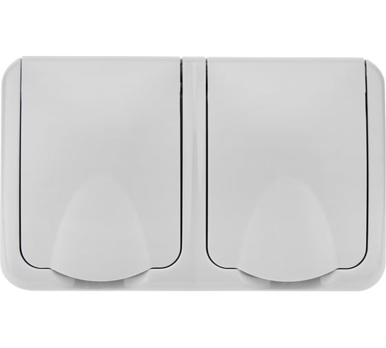Двойная накладная розетка (керамика) KRANZ Mini OG, IP54, с заземлением, о/у, серая KR-78-0804