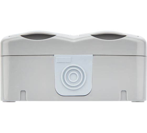 Двойная накладная розетка KRANZ Mini OG, горизонтальный блок, IP54, с заземлением, о/у, серая KR-78-0806