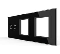 Панель для сенсорного выключателя и двух розеток LIVOLO 2 клавиши, цвет черный, стекло BB-C7-C2/SR/SR-12