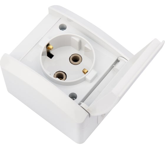 Накладная розетка (керамика) KRANZ INDUSTRIAL, IP54, с заземлением, о/у, белая KR-78-0814