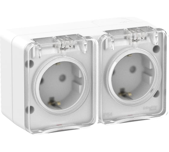 Двойная розетка Systeme Electric AtlasDesign PROFI IP54 открытой установки с заземлением со шторками 16А 250B ATN540126