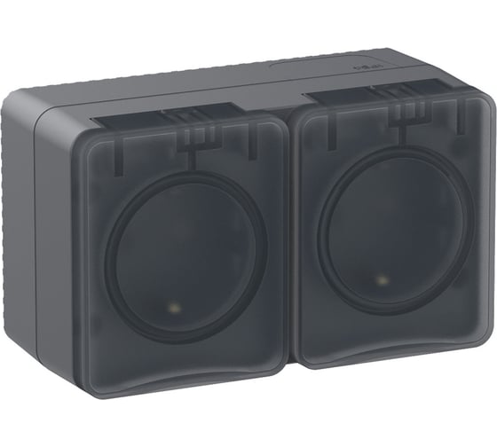 Двойная розетка Systeme Electric AtlasDesign PROFI IP54 открытой установки с заземлением со шторками 16А 250B ATN544026