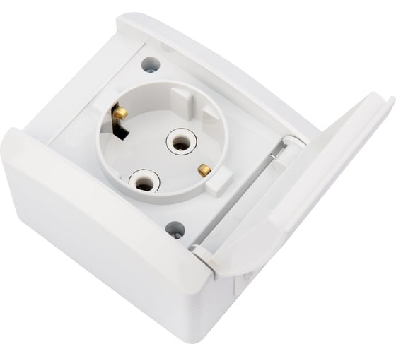 Накладная розетка KRANZ INDUSTRIAL, IP54, с заземлением, о/у, белая KR-78-0816