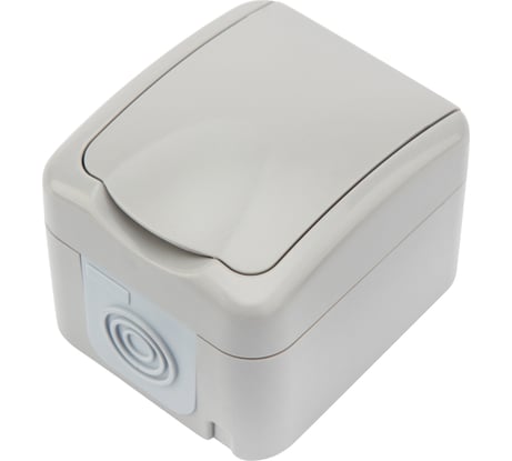 Накладная розетка (керамика) KRANZ мини, IP54, с заземлением, о/у, серая KR-78-0815