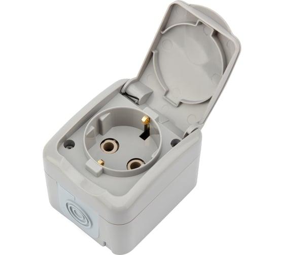 Накладная розетка (керамика) KRANZ Mini OG, IP54, с заземлением, о/у, серая KR-78-0815