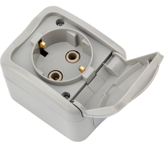 Накладная розетка (керамика) KRANZ Mini OG, IP54, с заземлением, о/у, серая KR-78-0815