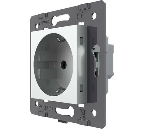Электрическая розетка LIVOLO с заземлением защитными шторками 16A , зажимы, цвет серый (механизм) VL-FCTC16A-2IPS01