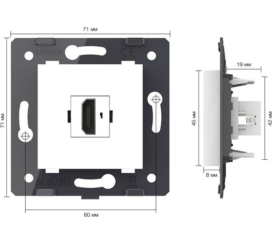 Розетка HDMI LIVOLO 1 пост цвет белый (механизм) VL-FCHD-2WP