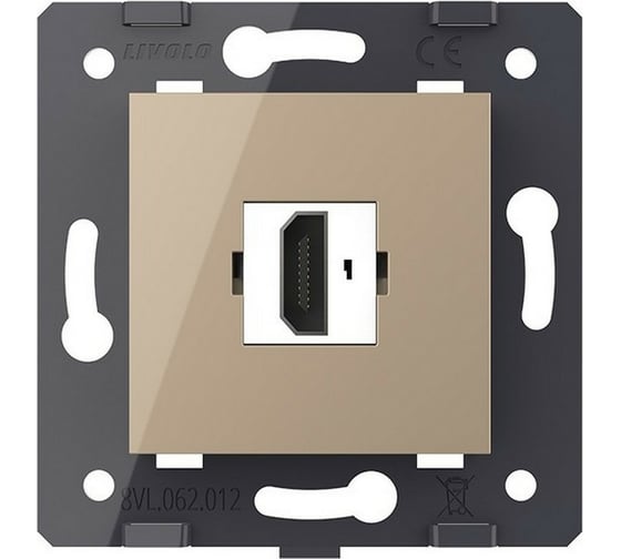 Розетка HDMI LIVOLO 1 пост цвет золотой (механизм) VL-FCHD-2AP