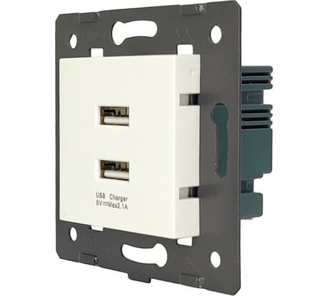 Розетка 2USB LIVOLO с блоком питания 2.1А 5В для рамки, цвет белый (механизм) AM-2USB-11