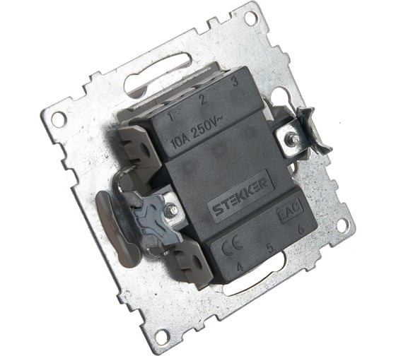 1-клавишный выключатель STEKKER GLS10-7103-02, 250В, 10А, серия Катрин, шампань 39589