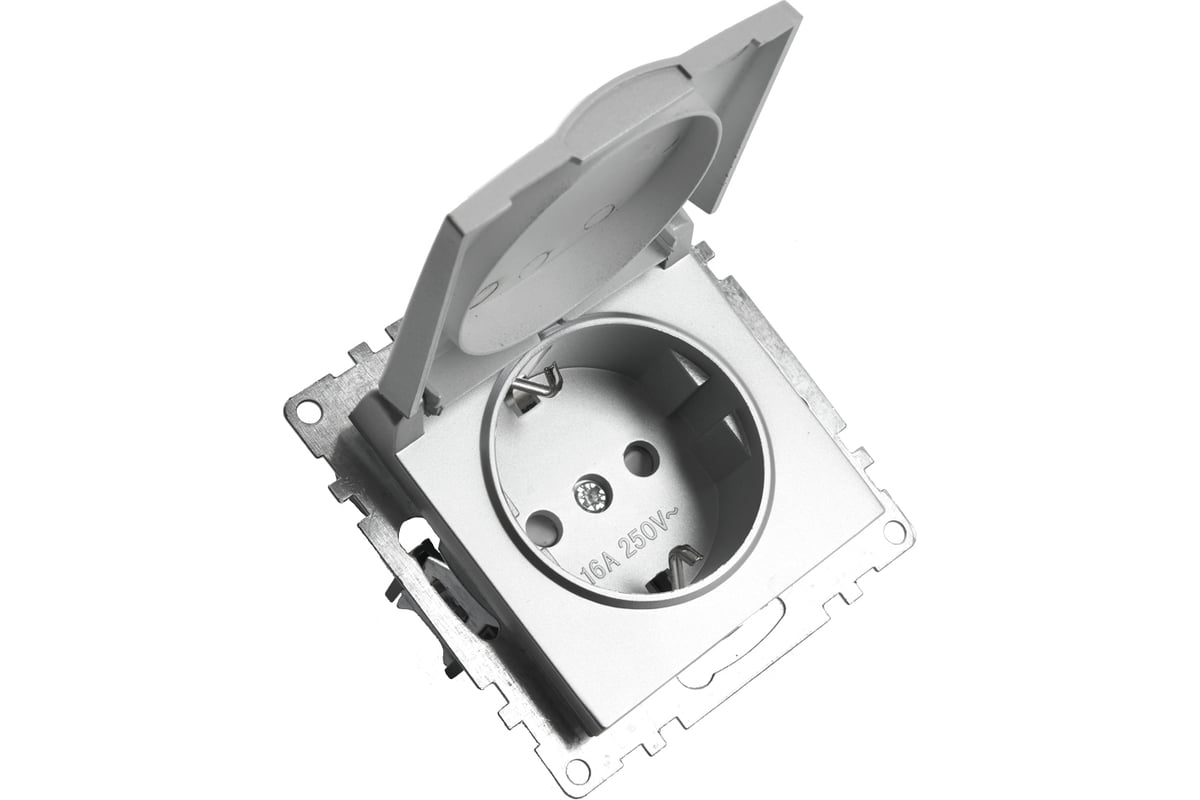 1-местная розетка STEKKER с заземлением с крышкой (механизм), GLS16 ...