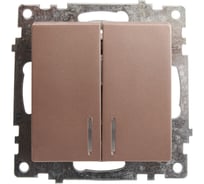 2-клавишный выключатель STEKKER с индикатором (механизм), GLS10-7102-02, 250В, 10А, серия Катрин, 39593