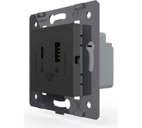 Розетка USB type C+A LIVOLO с блоком питания 36W, цвет черный (механизм) VL-FCUA18W.UC18W-2BP