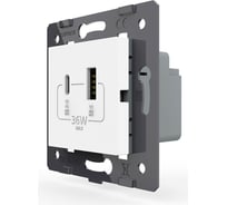Розетка USB type C+A LIVOLO с блоком питания 36W, цвет белый (механизм) VL-FCUA18W.UC18W-2WP