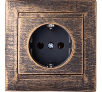 Розетка 2П+З 16А 250В TDM ELECTRIC старинная бронза, серия "Лама" SQ1815-0764