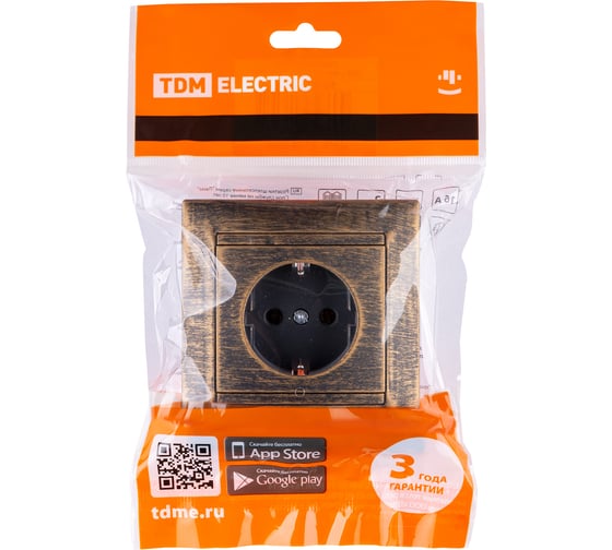 Розетка TDM ELECTRIC 2П+З 16А 250В старинная бронза Лама SQ1815-0764