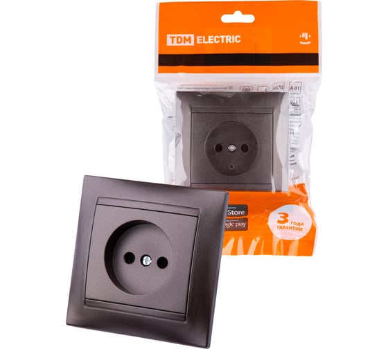 Розетка TDM ELECTRIC 2П 10А 250В шоколад Лама SQ1815-0522 1