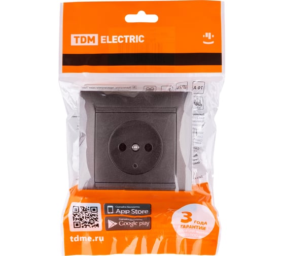 Розетка TDM ELECTRIC 2П 10А 250В шоколад Лама SQ1815-0522