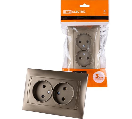 Двойная розетка TDM ELECTRIC 2П 10А 250В  бронза "Лама" SQ1815-0724 1