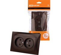 Двойная розетка TDM ELECTRIC 2П 10А 250В шоколад Лама SQ1815-0524