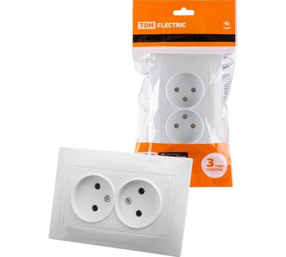 Двойная розетка TDM ELECTRIC 2П 10А 250В белая "Лама" SQ1815-0024
