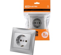 Розетка TDM ELECTRIC 2П+З 16А 250В серебро металлик "Лама" SQ1815-0223