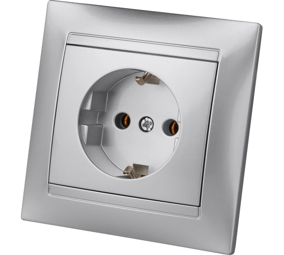 Розетка TDM ELECTRIC 2П+З 16А 250В серебро металлик "Лама" SQ1815-0223