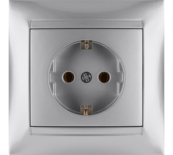 Розетка TDM ELECTRIC 2П+З 16А 250В серебро металлик "Лама" SQ1815-0223