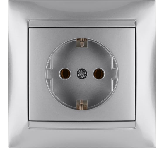 Розетка TDM ELECTRIC 2П+З 16А 250В серебро металлик "Лама" SQ1815-0223