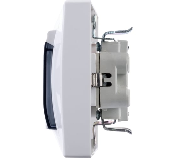 Двойная розетка TDM ELECTRIC 2П+З с защитными шторками и прозрачной крышкой 16А 250В IP44 белая Таймыр SQ1814-0077