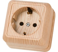 Розетка TDM ELECTRIC 2П+3 открытой установки IP20 16А 250В (керамика) сосна "Ладога" SQ1801-0411