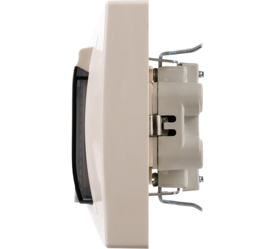 Двойная розетка TDM ELECTRIC 2П+З с защитными шторками и прозрачной крышкой 16А 250В IP44 слоновая кость Таймыр SQ1814-0177