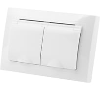 Двойная розетка TDM ELECTRIC 2П+З с защитными шторками и крышкой 16А 250В IP44 белая Таймыр SQ1814-0076