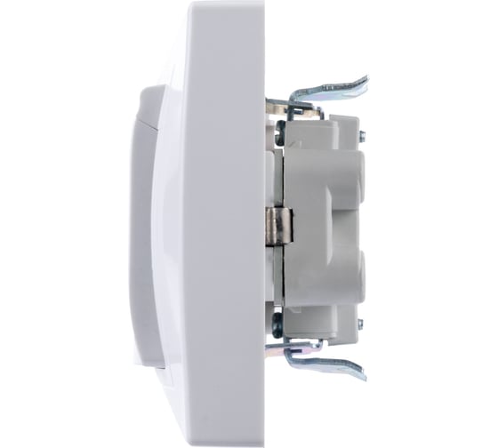 Двойная розетка TDM ELECTRIC 2П+З с защитными шторками и крышкой 16А 250В IP44 белая Таймыр SQ1814-0076