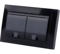 Двойная розетка TDM ELECTRIC 2П+З с защитными шторками и крышкой 16А 250В IP44 антрацит Таймыр SQ1814-0876